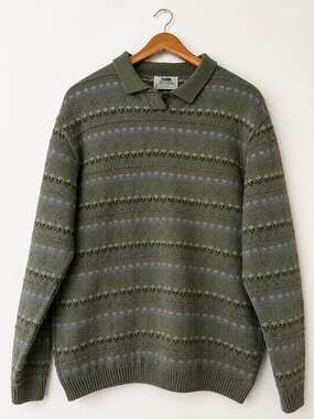 L Vintage Fair Isle northern reflections granny style sweater